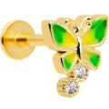 BodyCandy 16G 5/16 Clear CZ Gem Gold Tone Butterfly Green Labret Monroe Tragus — main product shot