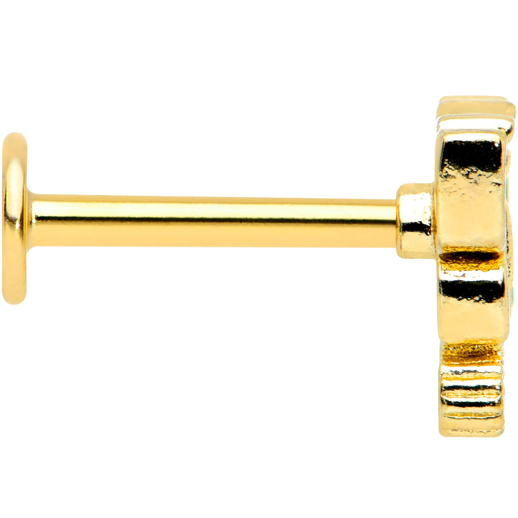 BodyCandy 16G 5/16 Clear CZ Gem Gold Tone Butterfly Green Labret Monroe Tragus — lifestyle context