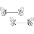 BodyCandy 14G 9/16 Clear Gem Lacy Butterfly Barbell Nipple Ring Set — main product shot