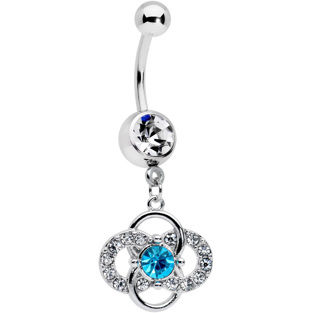 BodyCandy Clear Blue Gem Celtic Knot Dazzle Dangle Belly Ring — main product shot