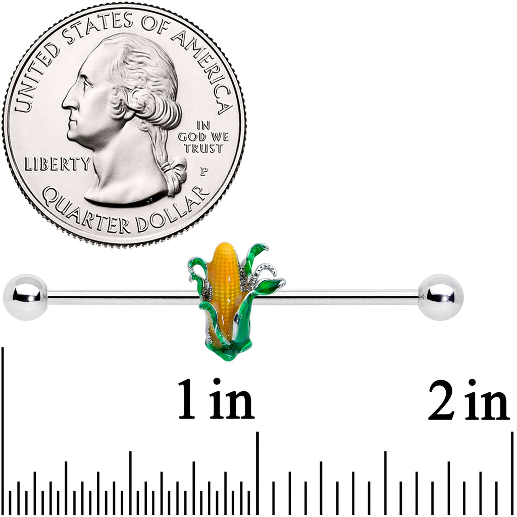 BodyCandy 14G Summer Corn on the Cob Industrial Barbell 38mm — detail close-up