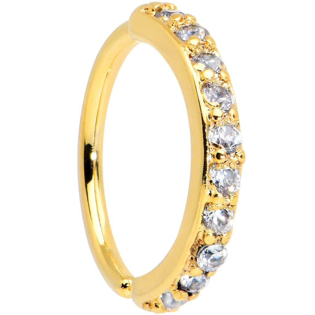 BodyCandy 18G 5/16 Clear CZ Gem Gold Tone Forward Facing Closure Ring — main product shot