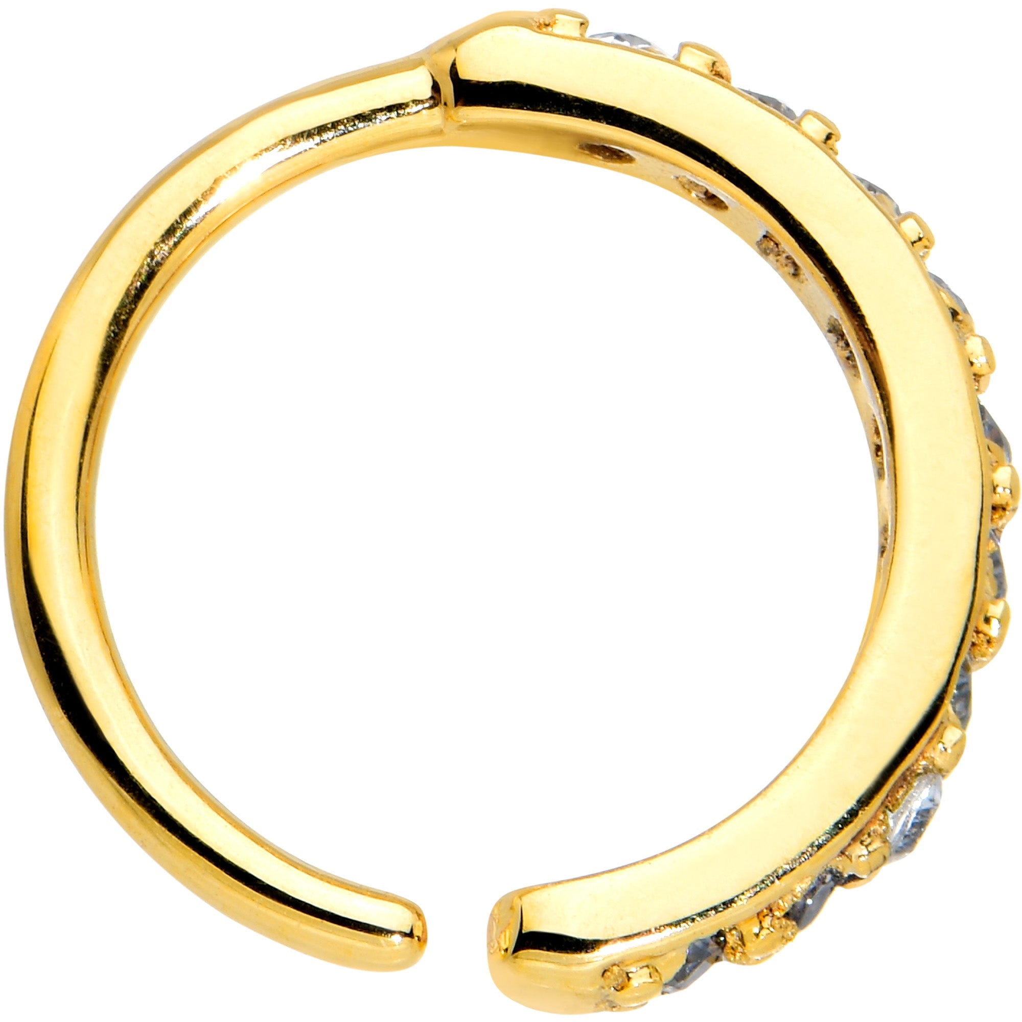 BodyCandy 18G 5/16 Clear CZ Gem Gold Tone Forward Facing Closure Ring — detail close-up