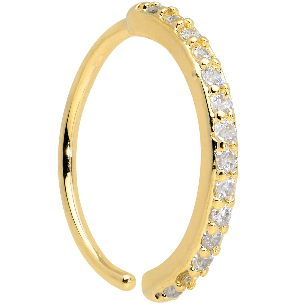BodyCandy 20G 3/8 Clear CZ Gem Gold Tone Forward Facing Nose Hoop — main product shot