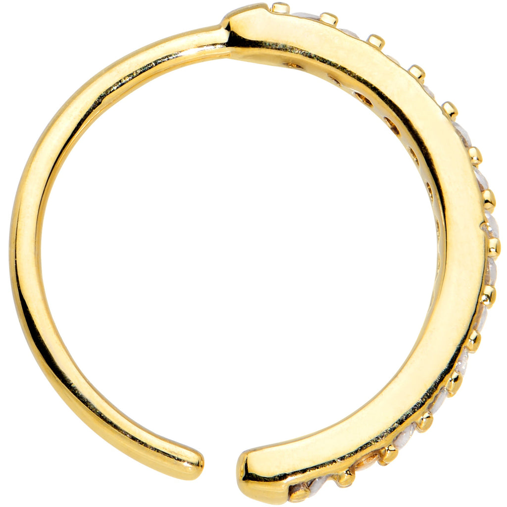 BodyCandy 20G 3/8 Clear CZ Gem Gold Tone Forward Facing Nose Hoop — detail close-up