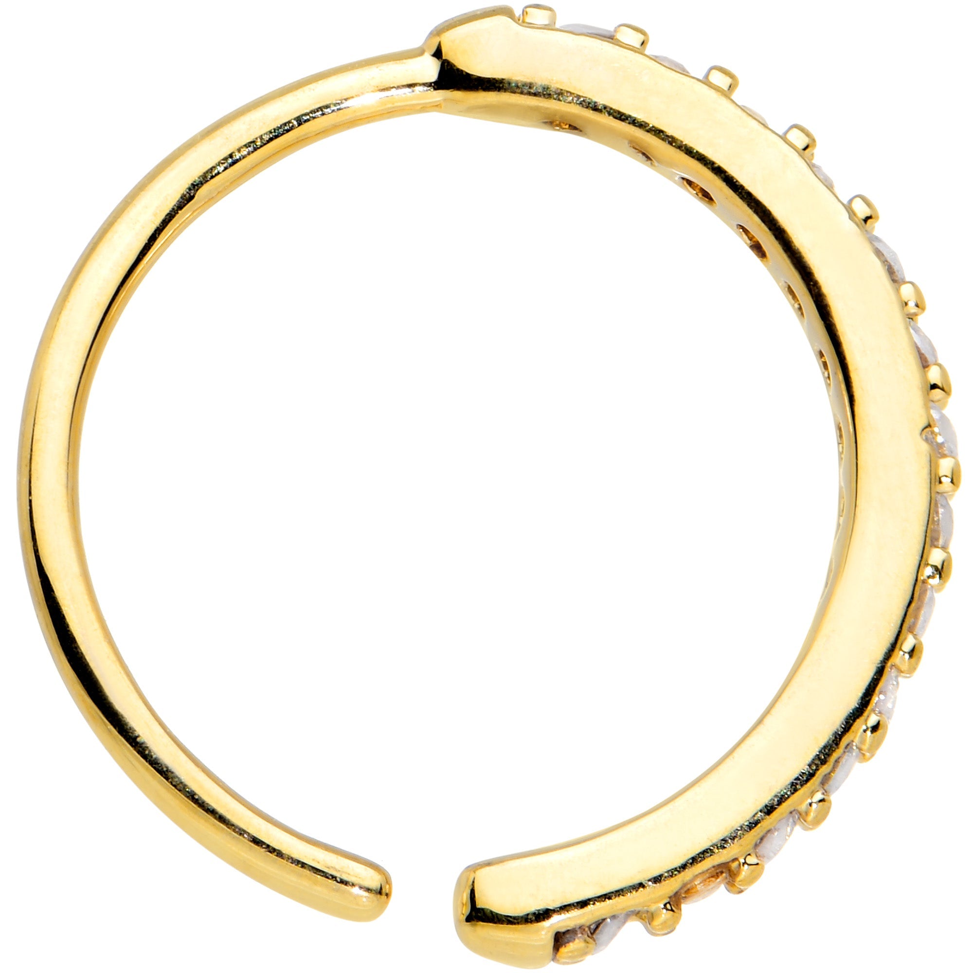 BodyCandy 20G 3/8 Clear CZ Gem Gold Tone Forward Facing Nose Hoop — detail close-up