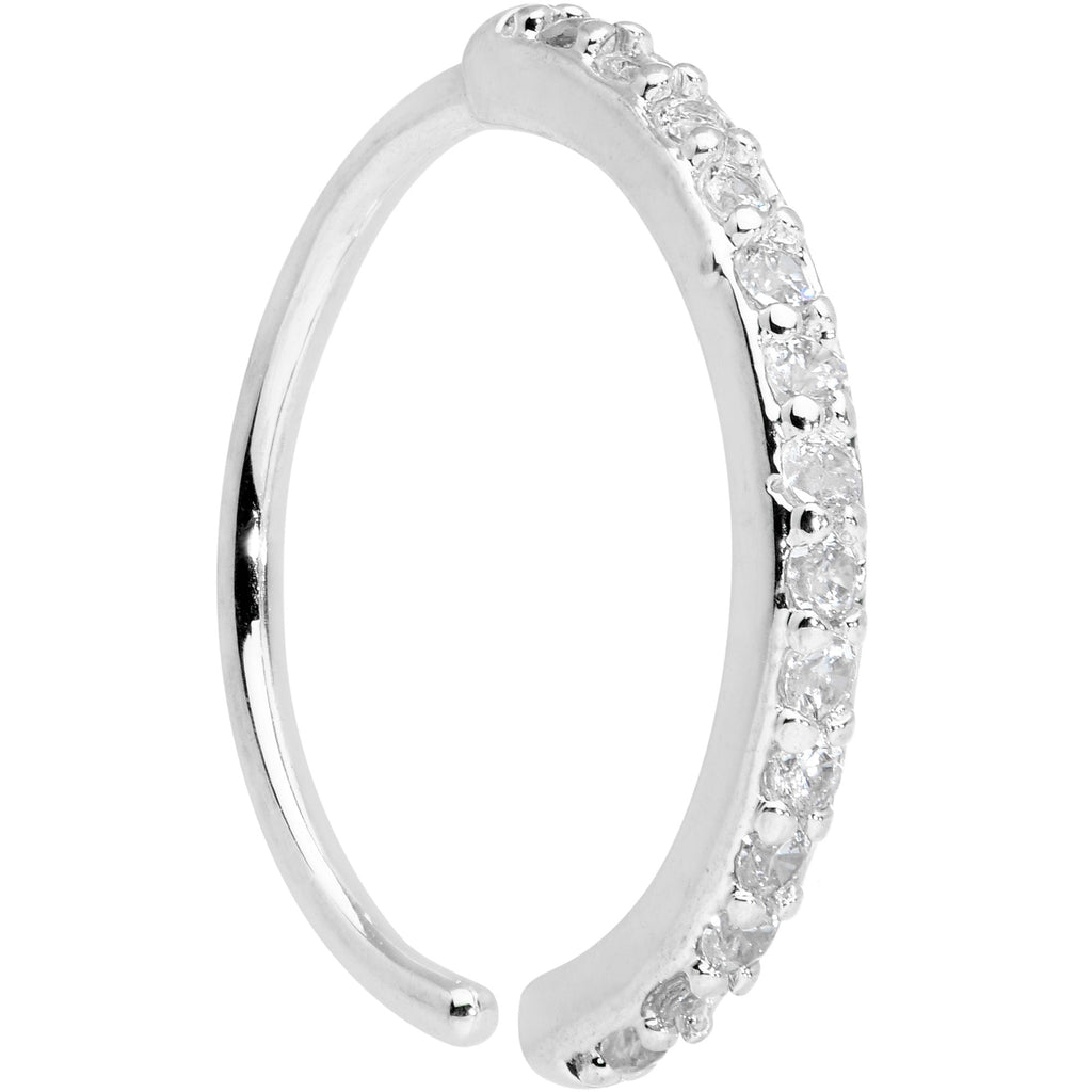 BodyCandy 20G 3/8 Clear CZ Gem Forward Facing Nose Hoop — main product shot