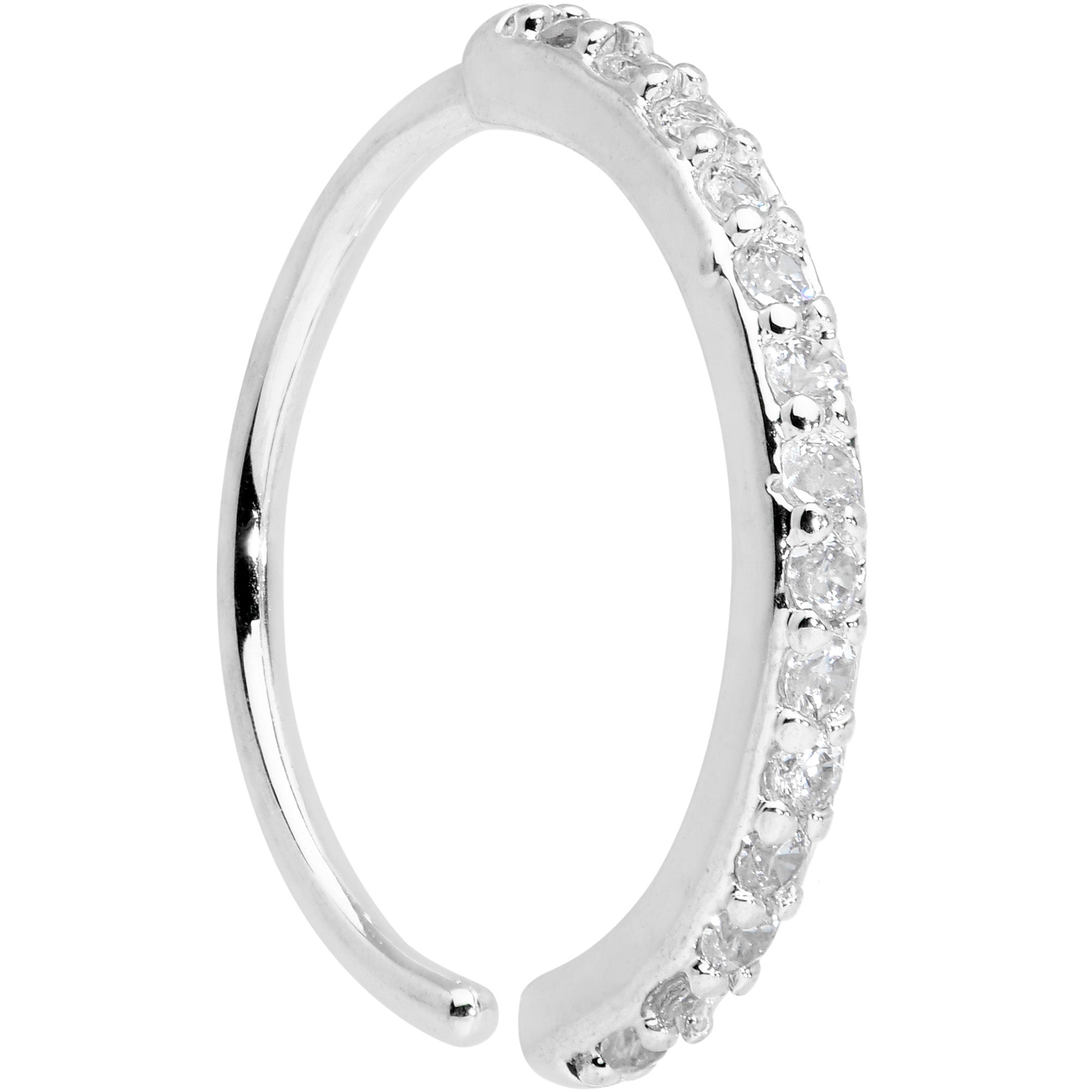 BodyCandy 20G 3/8 Clear CZ Gem Forward Facing Nose Hoop — main product shot