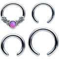 BodyCandy 14 16G 1/4 5/16 Pink Synthetic Opal Ornate Captive Ring Set of 4 — main product shot