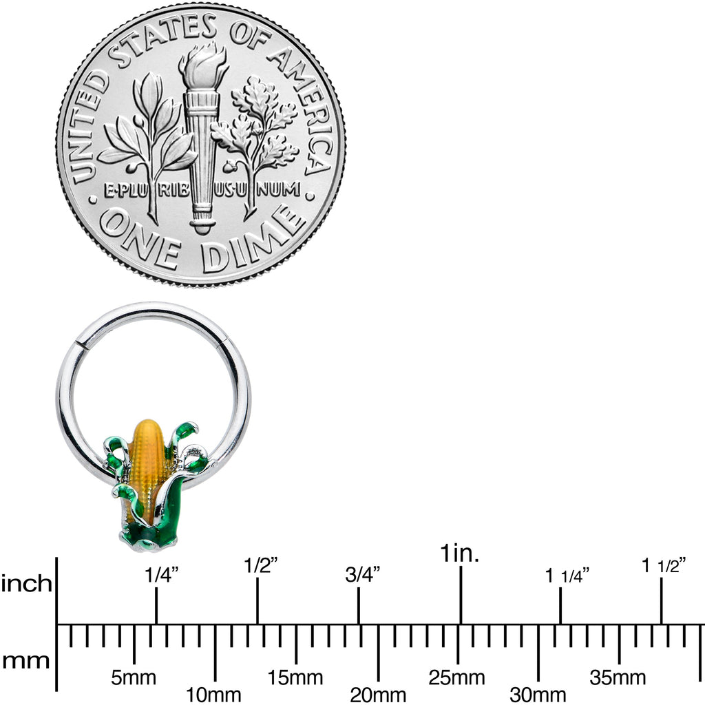 BodyCandy 16G 3/8 Summer Corn On The Cob Hinged Segment Ring — lifestyle context
