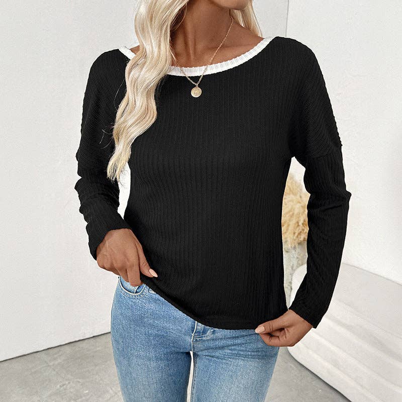 Black Backless Bow Tie Blouse