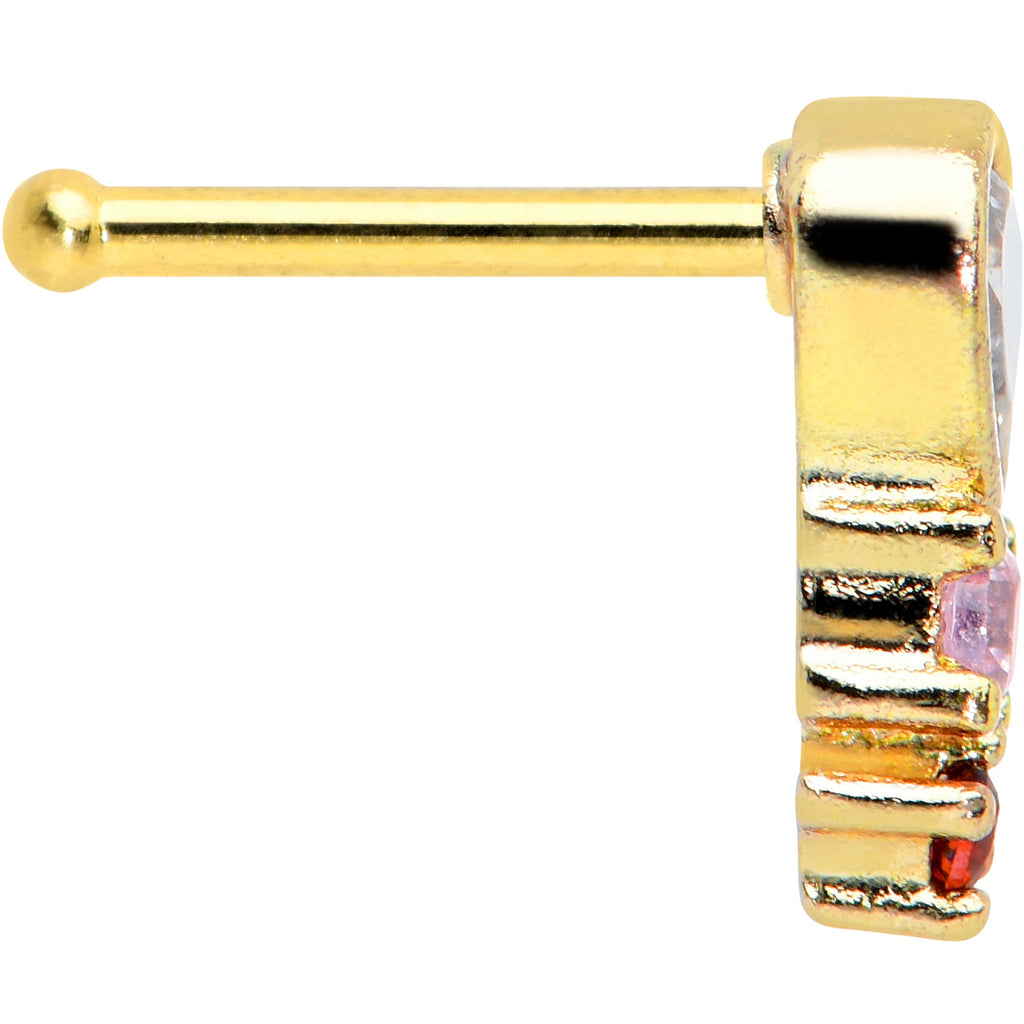 BodyCandy 20G 1/4 Clear Pink Red CZ Gem Gold Tone Heart Valentine Nose Bone — lifestyle context