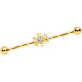 BodyCandy 14G Clear Gem Gold Hue Snowflake Christmas Industrial Barbell 38mm — main product shot