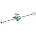 BodyCandy 14G Purple Green Gem Floral Butterfly Industrial Barbell 38mm — main product shot
