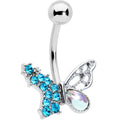 BodyCandy Blue Aurora Gem Super Glam Butterfly Belly Ring — main product shot