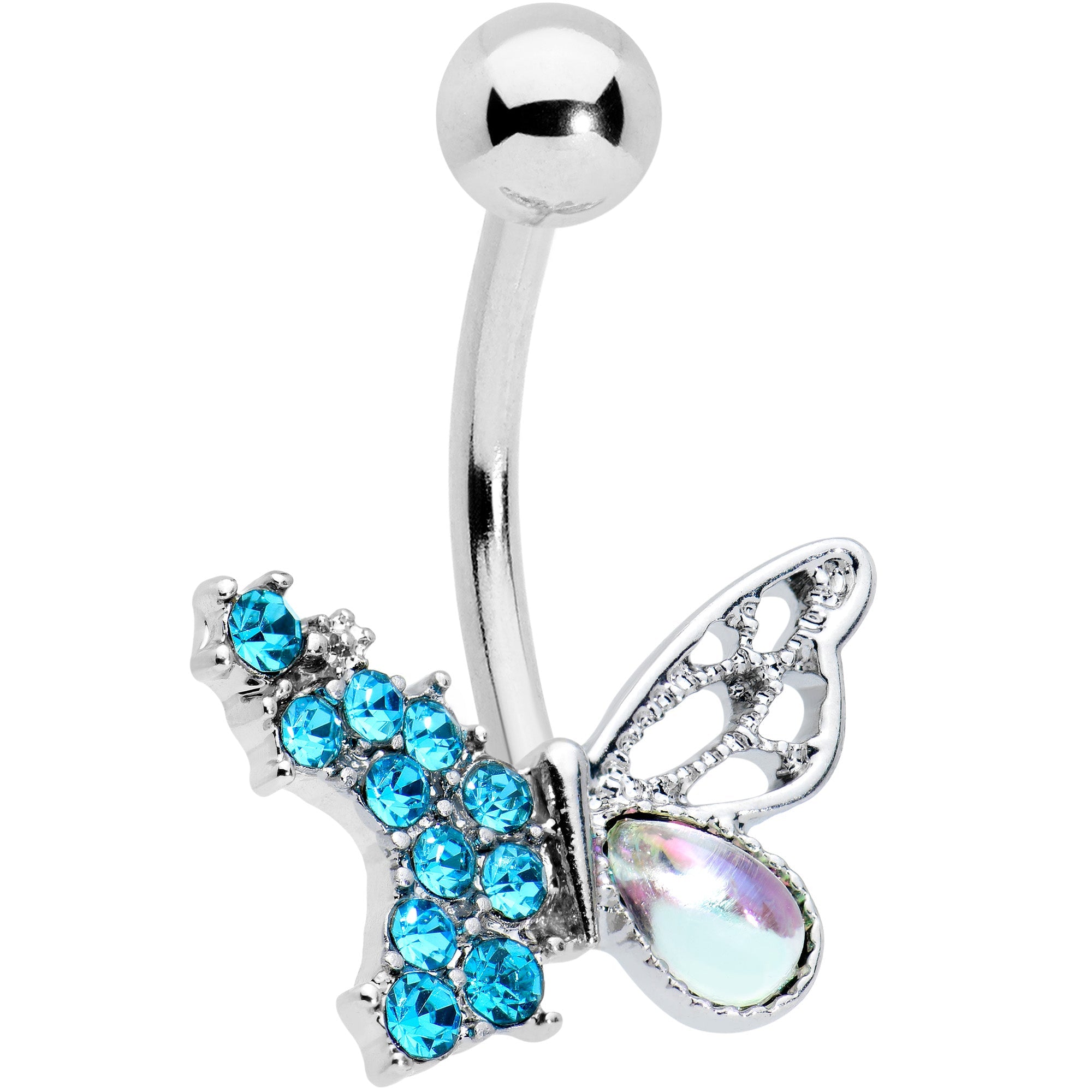 BodyCandy Blue Aurora Gem Super Glam Butterfly Belly Ring — main product shot