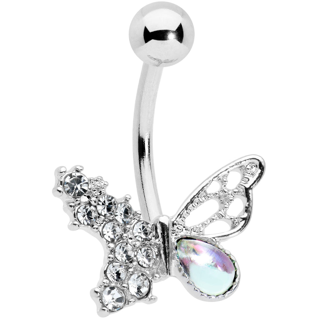 BodyCandy Clear Aurora Gem Super Glam Butterfly Belly Ring — main product shot