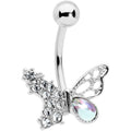 BodyCandy Clear Aurora Gem Super Glam Butterfly Belly Ring — main product shot