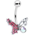 BodyCandy Pink Aurora Gem Super Glam Butterfly Belly Ring — main product shot