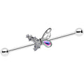 BodyCandy 14G Clear Aurora Gem Super Glam Butterfly Industrial Barbell 38mm — main product shot