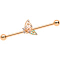 BodyCandy 14G Clear CZ Gem Rose Gold Tone Abstract Industrial Barbell 38mm — main product shot