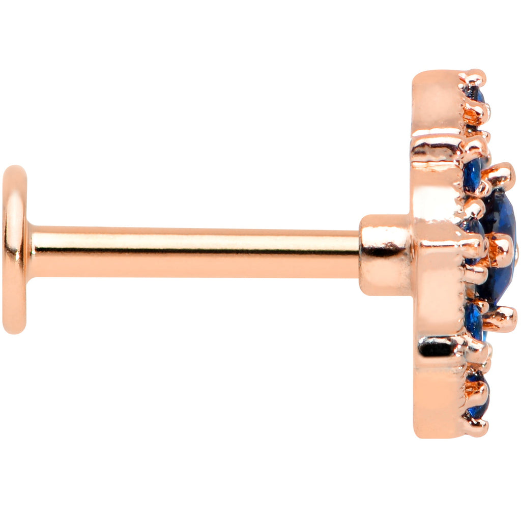 BodyCandy 16G 5/16 Blue Gem Rose Gold Tone Night Star Labret Monroe Tragus — lifestyle context