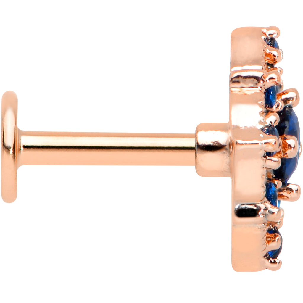 BodyCandy 16G 1/4 Blue Gem Rose Gold Tone Night Star Labret Monroe Tragus — lifestyle context