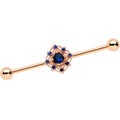 BodyCandy 14G Blue Gem Rose Gold Tone Wicked Web Industrial Barbell 38mm — main product shot
