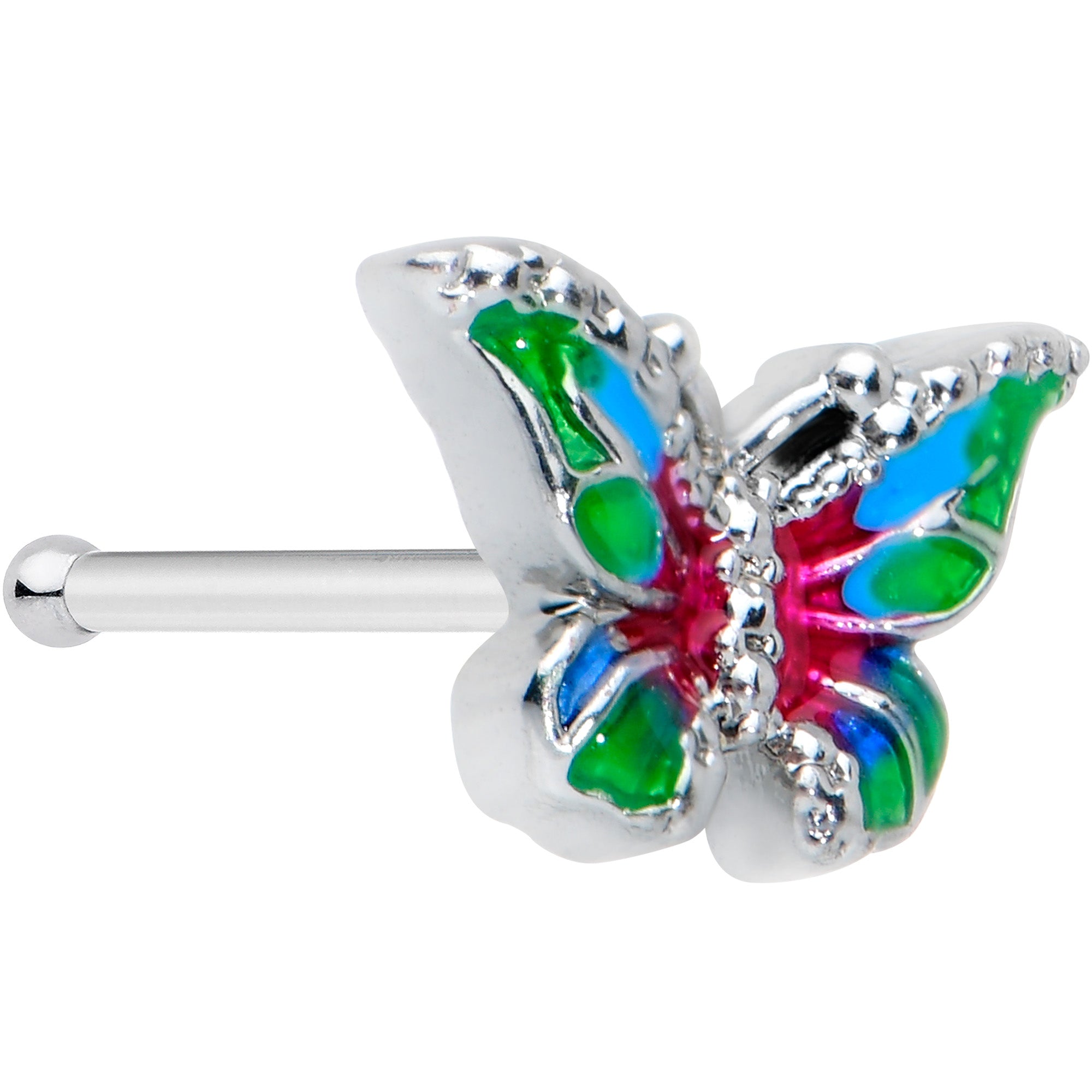 BodyCandy 20G 1/4 Bright Beauty Textured Butterfly Nose Bone — main product shot