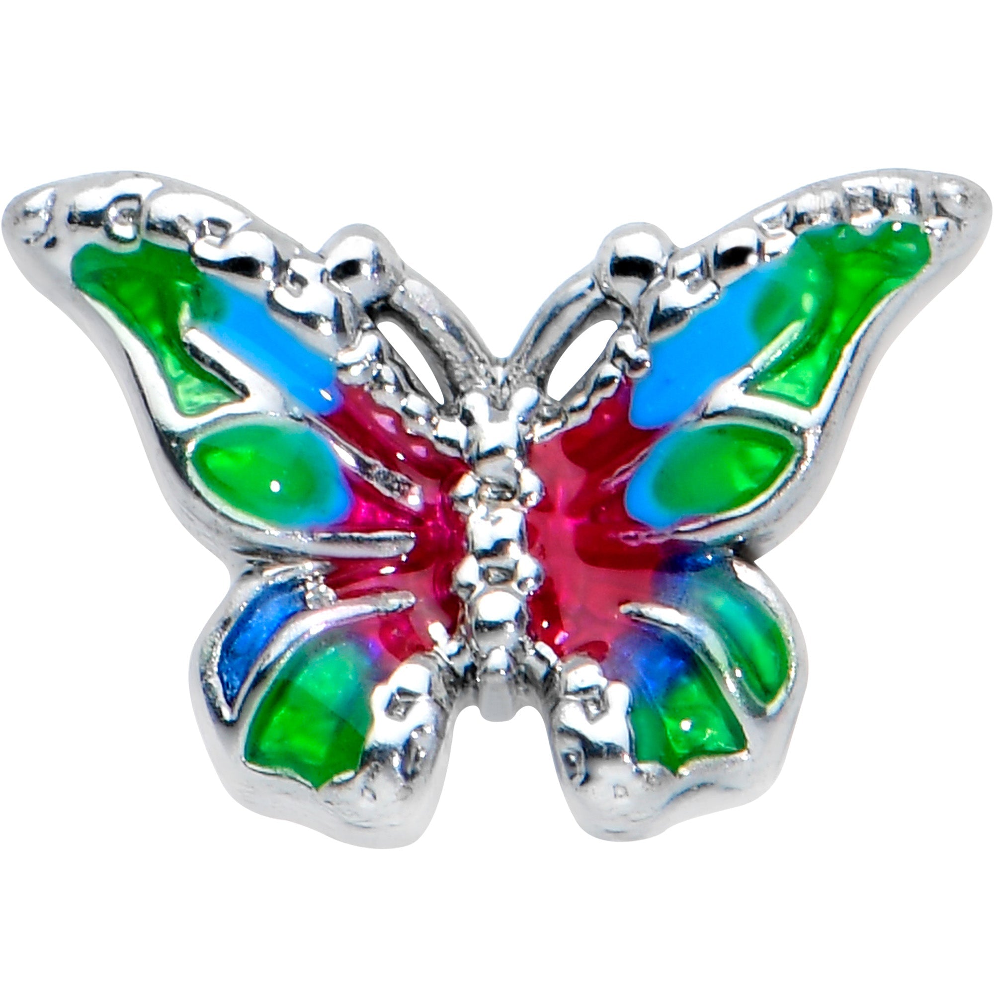 BodyCandy 20G 1/4 Bright Beauty Textured Butterfly Nose Bone — detail close-up