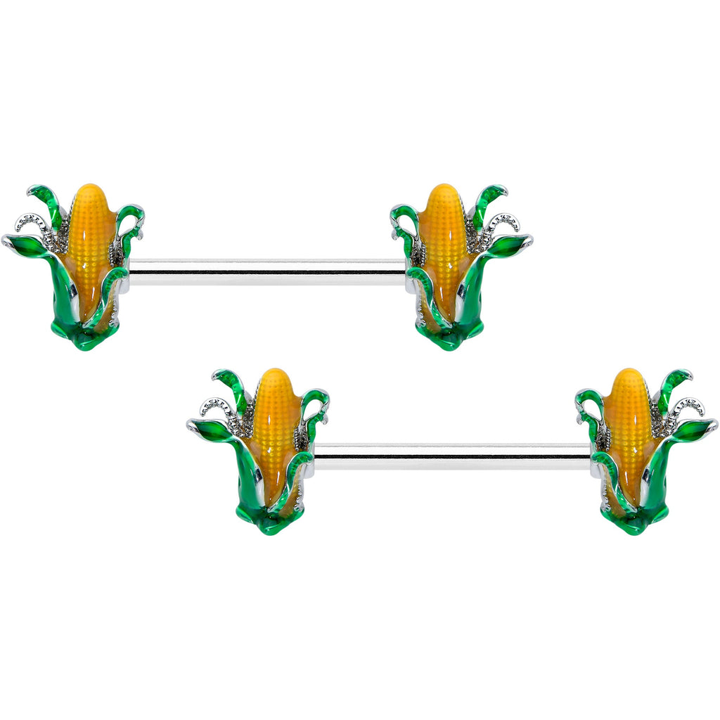 BodyCandy 14G 9/16 Corn on the Cob Summer Barbell Nipple Ring Set — main product shot