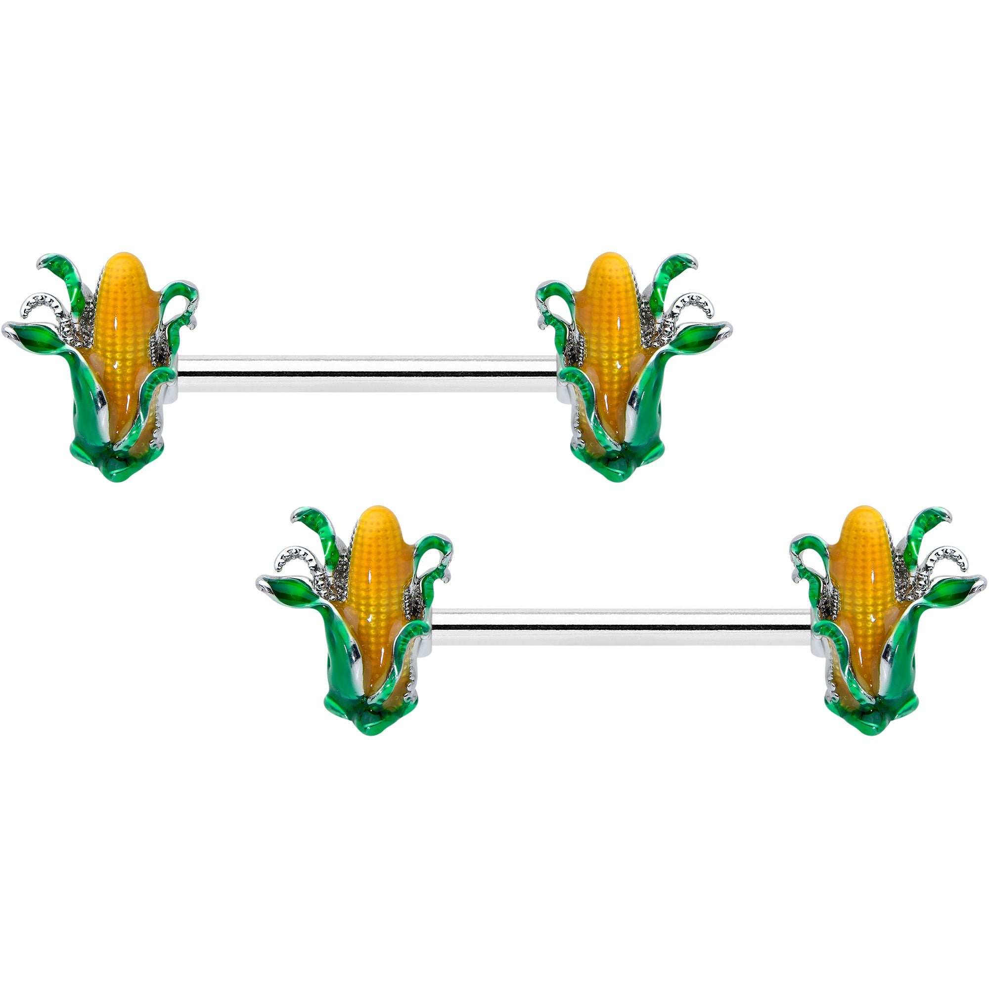 BodyCandy 14G 9/16 Corn on the Cob Summer Barbell Nipple Ring Set — main product shot