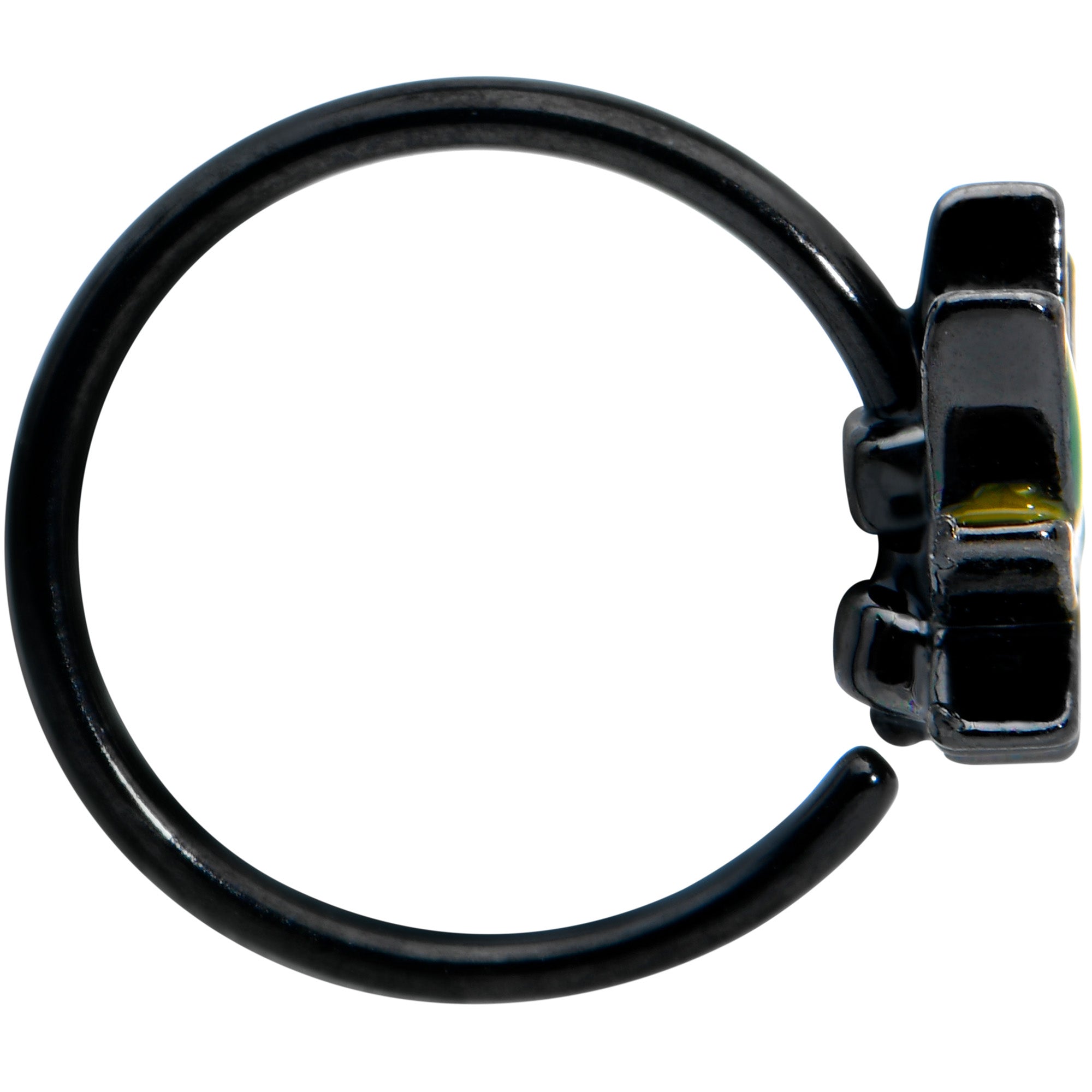 BodyCandy 20G 5/16 Black Multicolor Pot Leaf Nose Hoop — lifestyle context