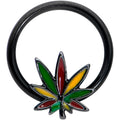 BodyCandy 16G 3/8 Black Multicolor Pot Leaf BCR Captive Bead Ring — main product shot