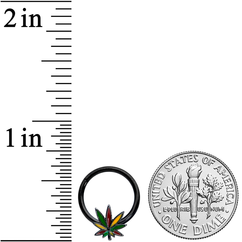 BodyCandy 16G 5/16 Black Multicolor Pot Leaf Hinged Segment Ring — lifestyle context