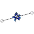 BodyCandy 14G Clear Blue Gem Evening Flower Industrial Barbell 38mm — main product shot