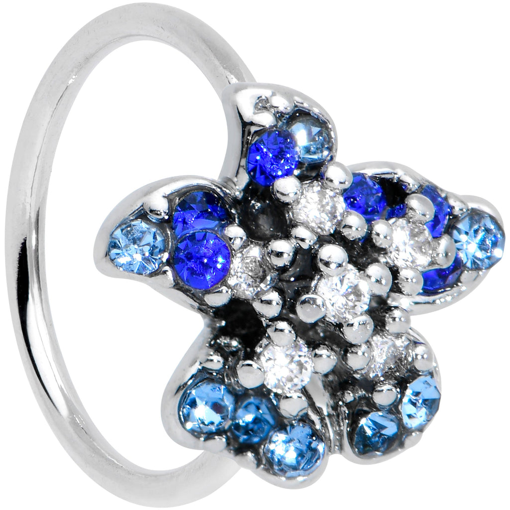 BodyCandy 20G 5/16 Clear Blue Gem Evening Flower Nose Hoop — main product shot