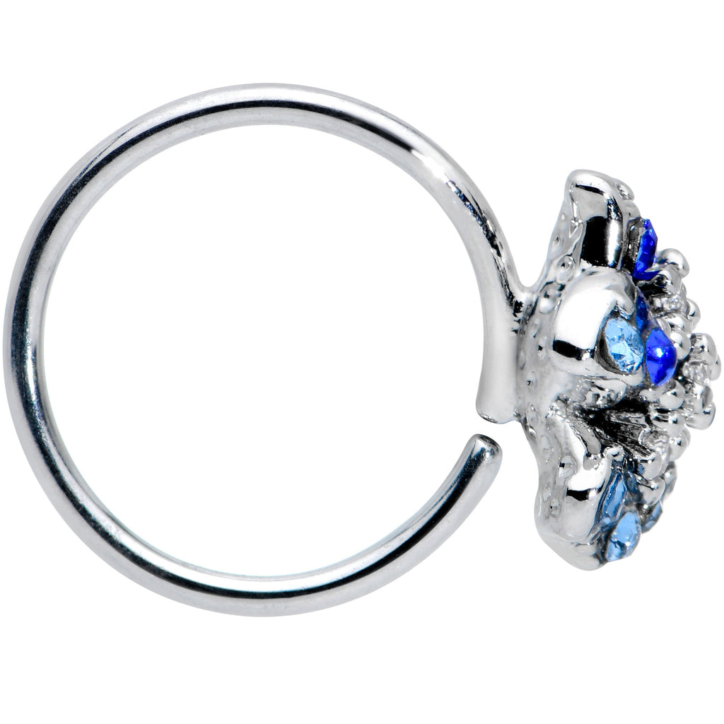 BodyCandy 20G 5/16 Clear Blue Gem Evening Flower Nose Hoop — lifestyle context