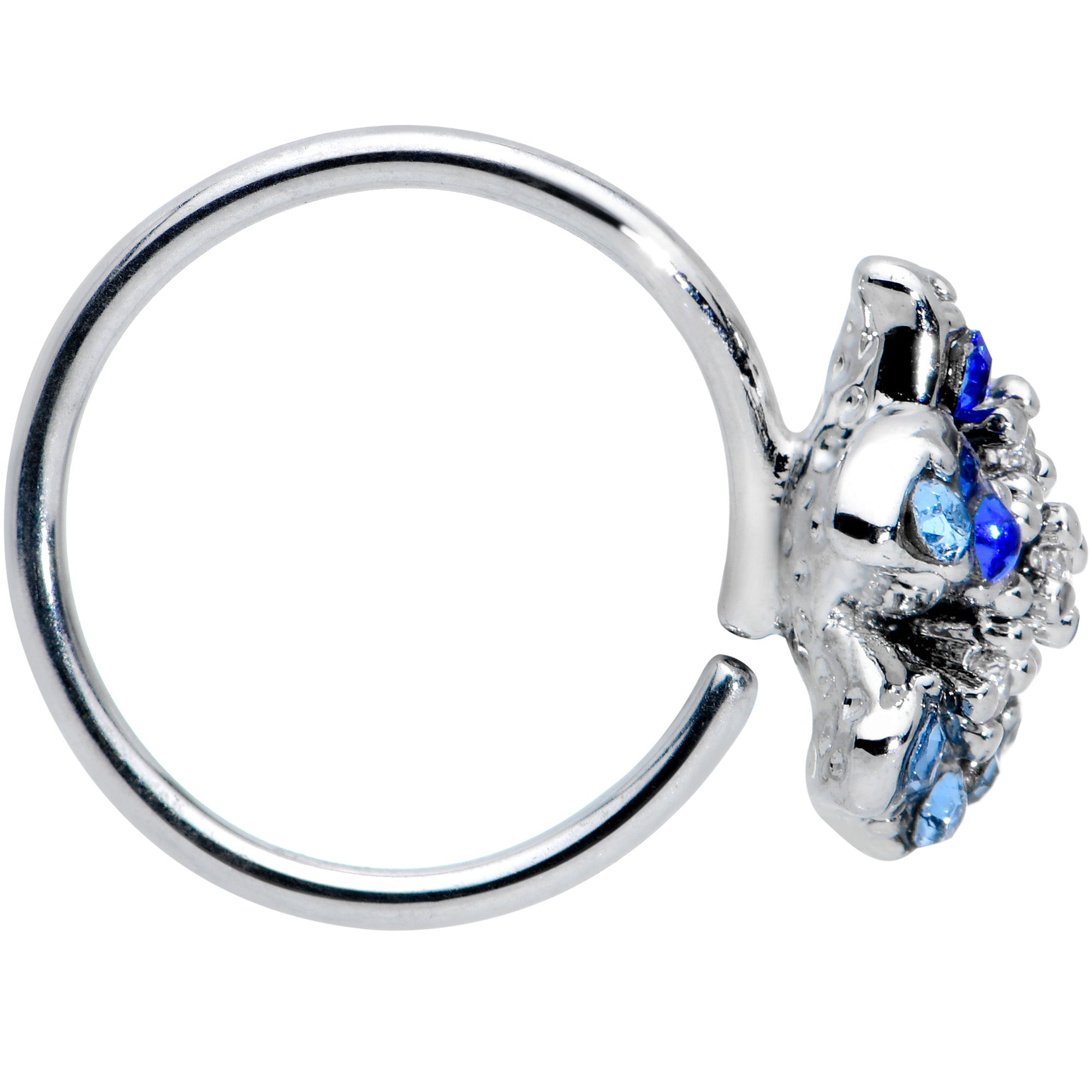 BodyCandy 20G 5/16 Clear Blue Gem Evening Flower Nose Hoop — lifestyle context