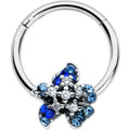 BodyCandy 16G 3/8 Clear Blue Gem Evening Flower Hinged Segment Ring — main product shot