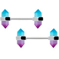 BodyCandy 14G 9/16 Purple Ombre Tourmaline Natural Stone Barbell Nipple Ring Set — main product shot