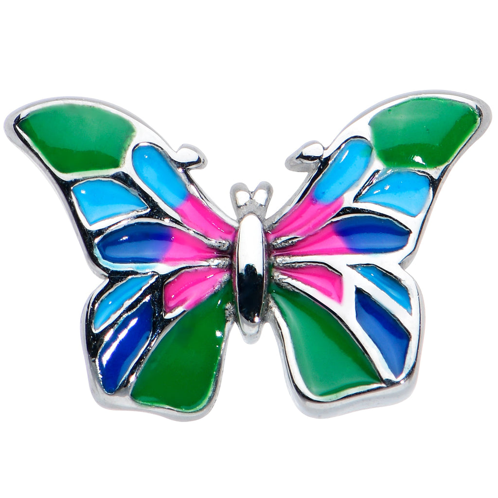 BodyCandy Brilliant Butterfly Barbell Tongue Ring — detail close-up