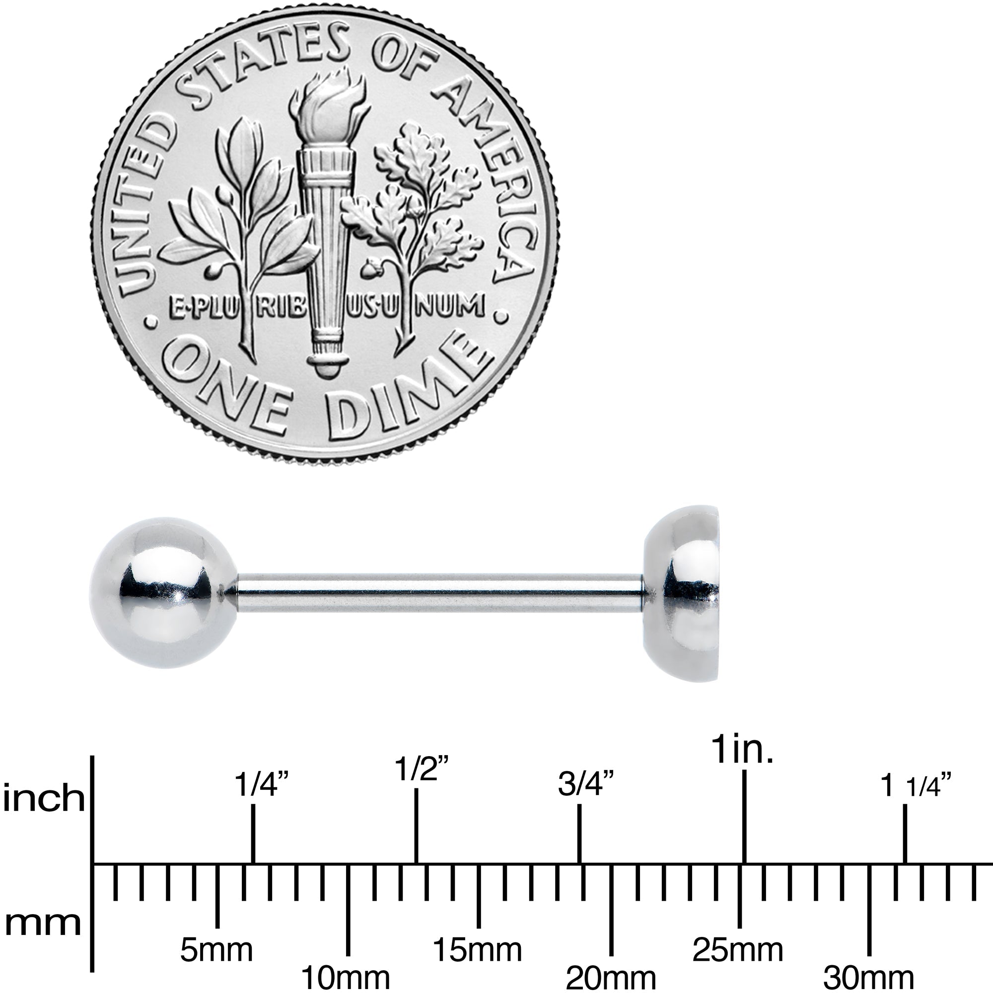 BodyCandy Cute Little Clock Barbell Tongue Ring — side view