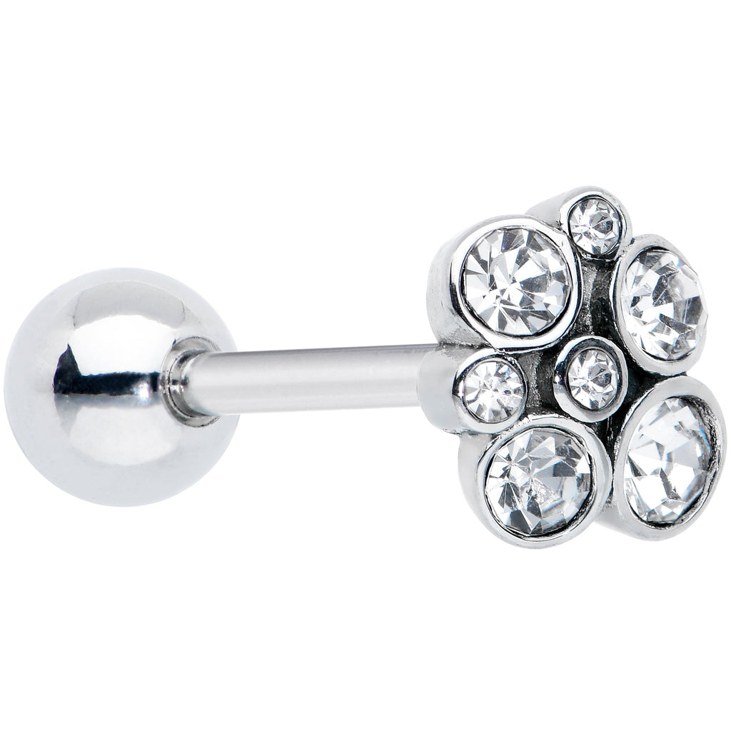 BodyCandy Clear CZ Gem Cluster Top Barbell Tongue Ring — main product shot