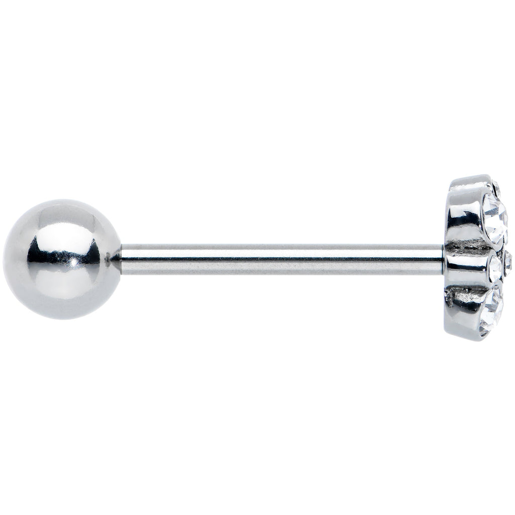 BodyCandy Clear CZ Gem Cluster Top Barbell Tongue Ring — lifestyle context