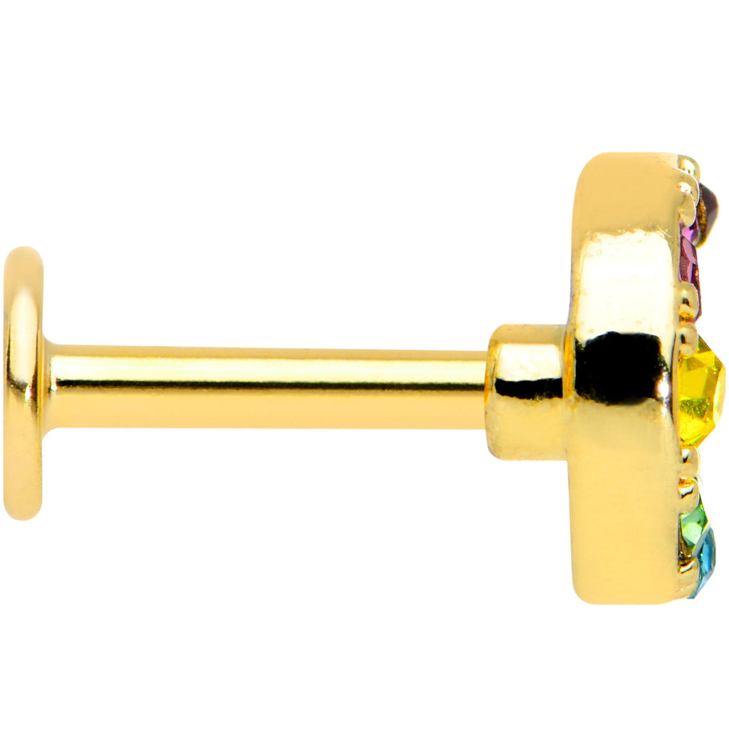 BodyCandy 16G 1/4 Rainbow Gem Gold Tone Crescent Moon Labret Tragus — lifestyle context
