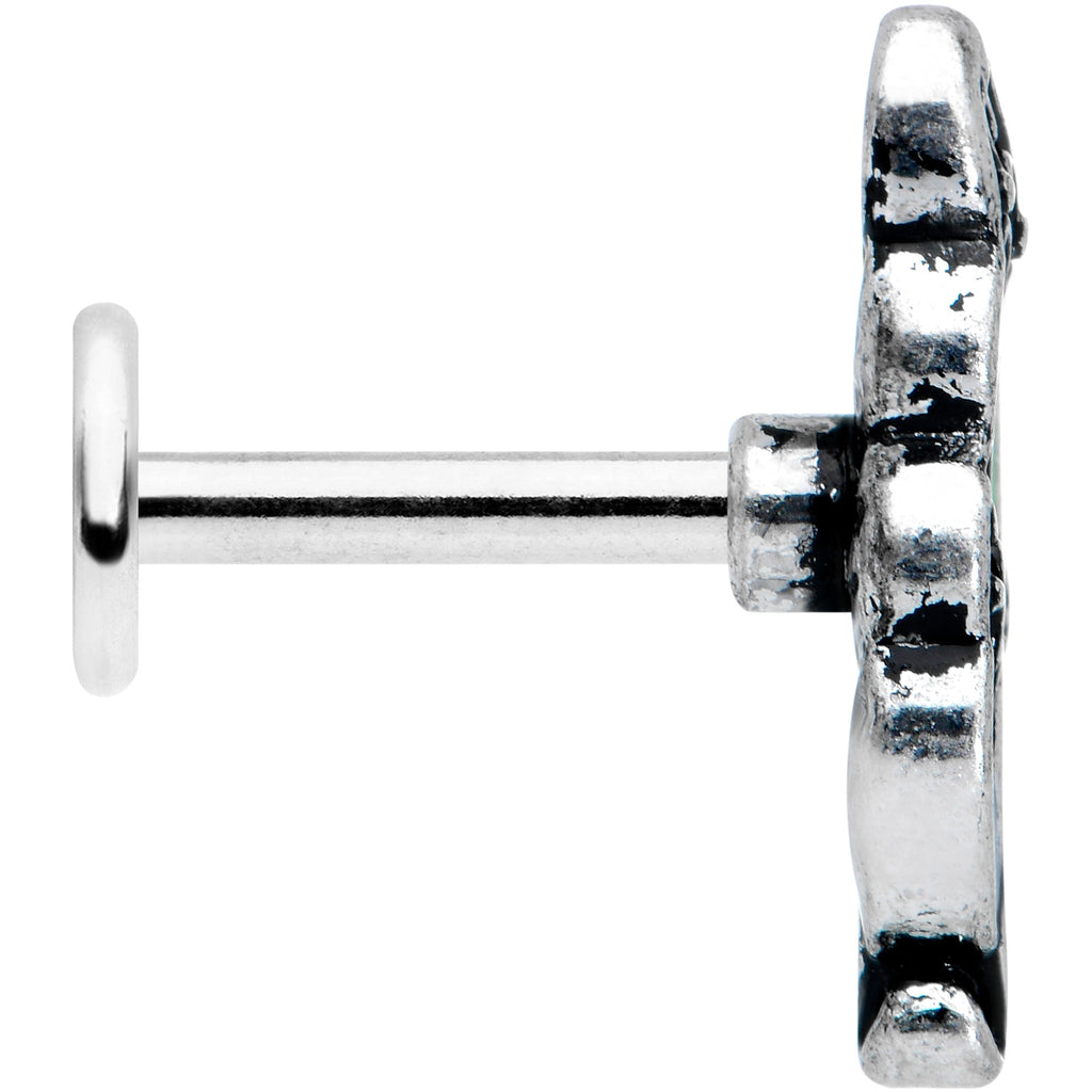 BodyCandy 16G 1/4 Filigree Blue Green Leaves Labret Monroe Tragus — lifestyle context
