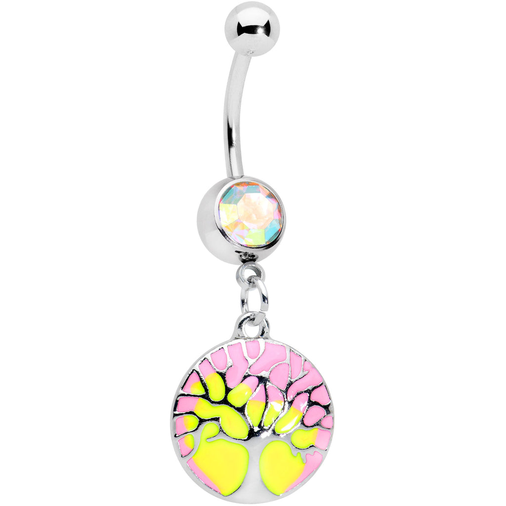 BodyCandy Aurora Gem Pastel Sunset Tree Dangle Belly Ring — main product shot