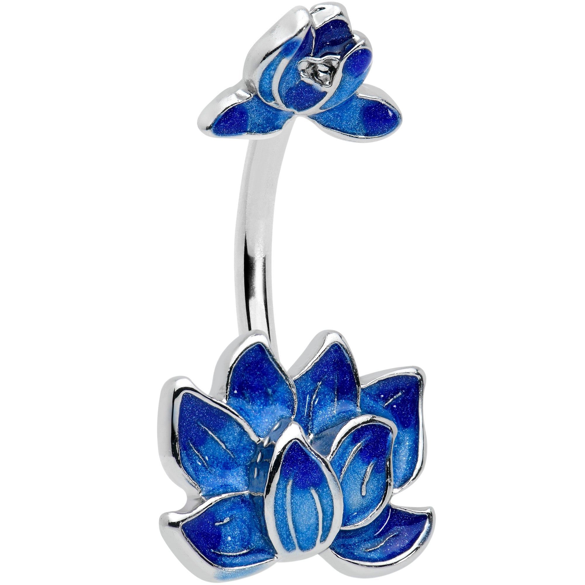 BodyCandy Double Blue Lotus Double Mount Belly Ring — main product shot