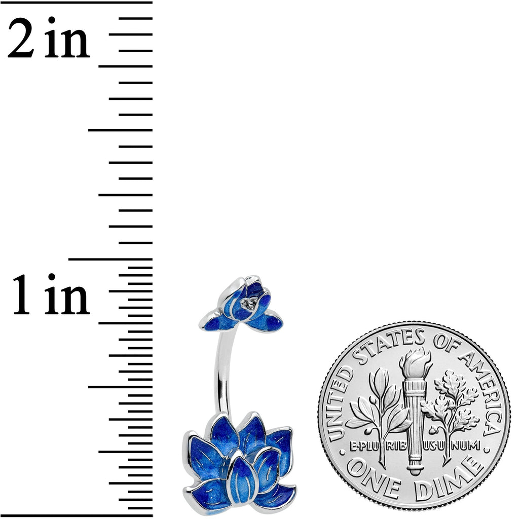 BodyCandy Double Blue Lotus Double Mount Belly Ring — detail close-up